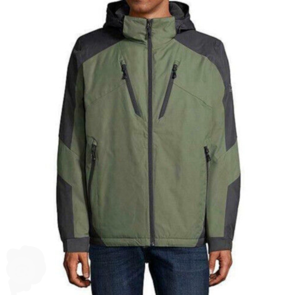Winter Green and Gray Hooded Jacket